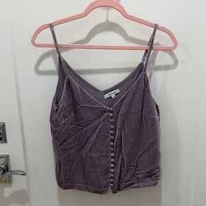 Madewell Velvet Button-Front Cami in Dusty Lavender